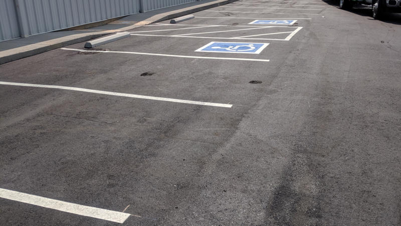 Lines and markings in vet parking lot